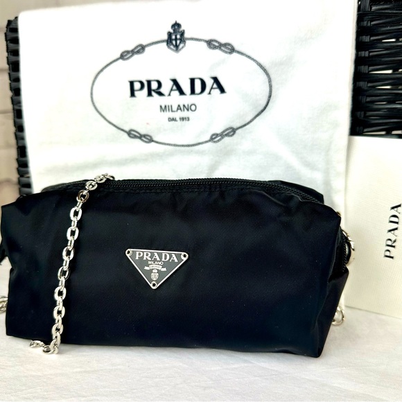 PRADA black nylon pouch crossbody or bum bag with dust bag EXCELLENT - Picture 1 of 15